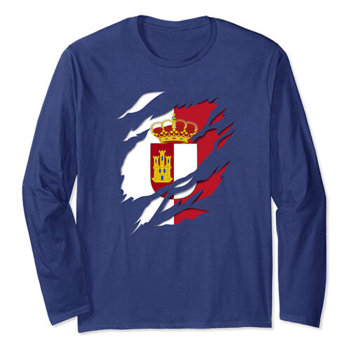 comprar en amazon camiseta manga larga sleeve comunidad española bandera castilla la mancha españa escudo de armas manchego