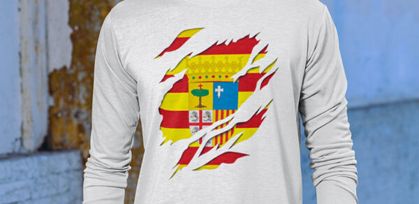 aragon bandera y escudo de armas sudadera camisa manga larga