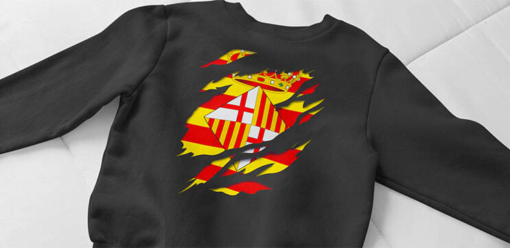 comprar en amazon ciudad de barcelona bandera y Escudo Efecto desgarro 3D cataluña catalunya sudadera manga larga sweatshirt