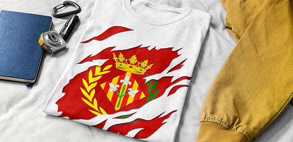 comprar en amazon Lerida Lleida bandera y escudo Efecto desgarro 3D cataluña catalunya camiseta manga corta t shirt