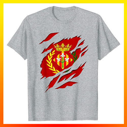 comprar en amazon Lerida Lleida bandera y escudo Efecto desgarro 3D cataluña catalunya camiseta manga corta t shirt