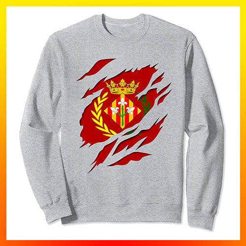 comprar en amazon Lerida Lleida bandera y escudo Efecto desgarro 3D cataluña catalunya sudadera manga larga sweatshirt