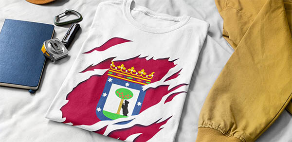 comprar en amazon bandera y escudo ciudad de madrid españa camiseta manga corta t shirt