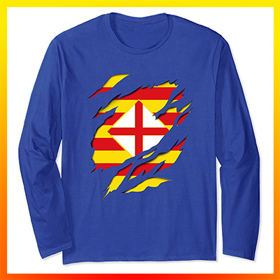 comprar online bandera y escudo provincia de barcelona cataluña camiseta manga larga shirt