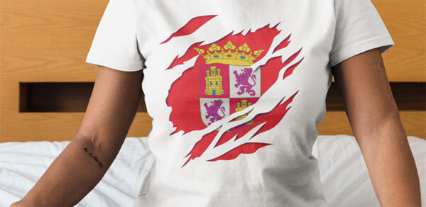 castilla leon bandera y escudo camiseta manga corta t shirt españa