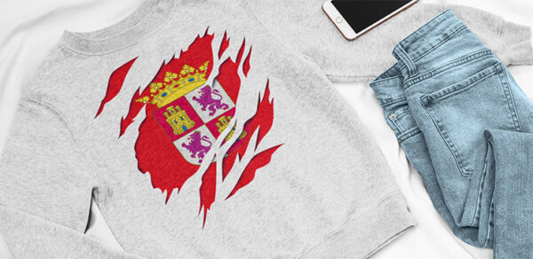 castilla leon bandera y escudo sudadera manga larga sweatshirt españa