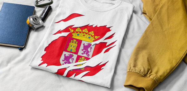 castilla leon bandera y escudo t shirt camiseta manga corta españa