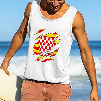 comprar en amazon ciudad de gerona girona bandera y Escudo Efecto desgarro 3D cataluña catalunya camiseta tirantes sin mangas tank top