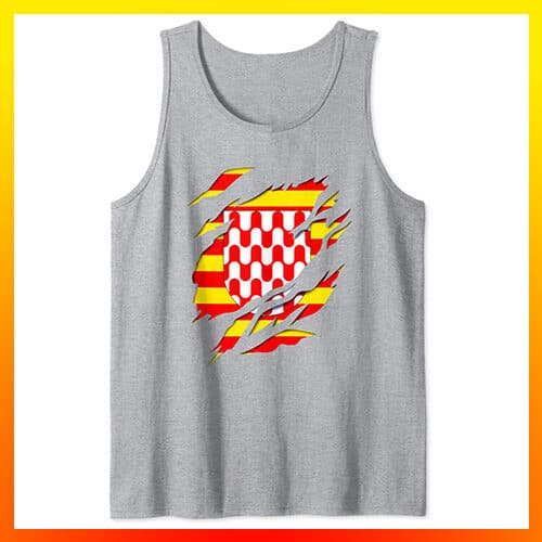 comprar en amazon ciudad de gerona girona bandera y Escudo Efecto desgarro 3D cataluña catalunya camiseta tirantes sin mangas tank top