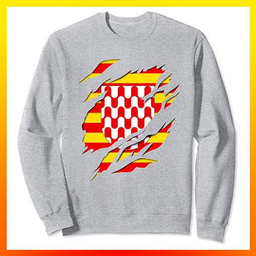 comprar en amazon ciudad de gerona girona bandera y Escudo Efecto desgarro 3D cataluña catalunya sudadera sweatshirt