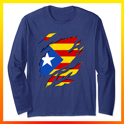 comprar en amazon estelada blava bandera independentista catalana efecto rasgado 3d camiseta camisa manga larga