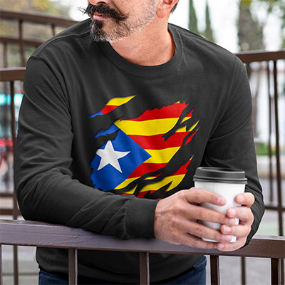 comprar online estelada blava bandera independentista catalana efecto rasgado 3d sudadera