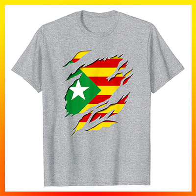 comprar en amazon estelada verde ecologista bandera independentista catalana efecto rasgado 3d camiseta manga corta