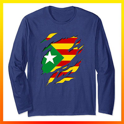 comprar online estelada verde ecologista bandera independentista catalana efecto rasgado 3d camiseta manga larga