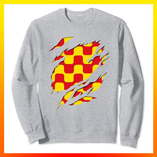 comprar en amazon tarragona bandera y escudo Efecto desgarro 3D cataluña catalunya sudadera manga larga sweatshirt