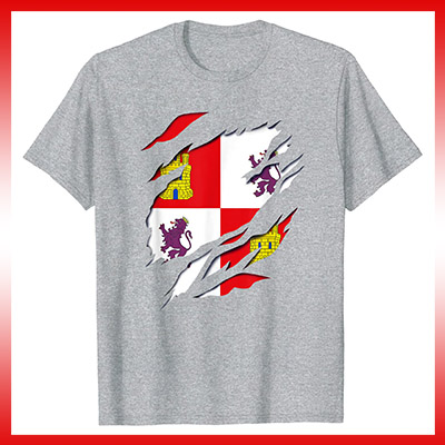 comprar online bandera y escudo comunidad castilla y leon camiseta manga corta t shirt