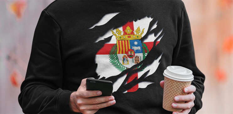 comprar en amazon bandera y escudo provincia de teruel aragon sudadera manga larga sweatshirt