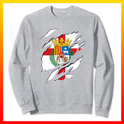 comprar en amazon bandera y escudo provincia de teruel aragon sudadera manga larga sweatshirt