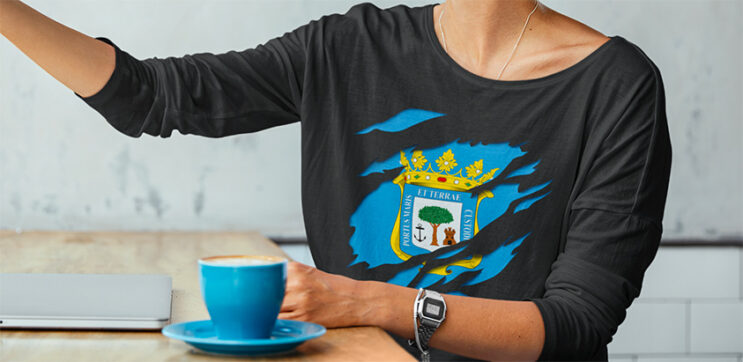 comprar online camiseta manga larga bandera ciudad de Huelva Andalucia