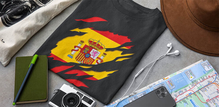 comprar oferta camiseta manga corta bandera de españa escudo