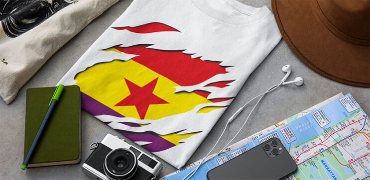 comprar online camiseta manga corta bandera republicana española estrella roja